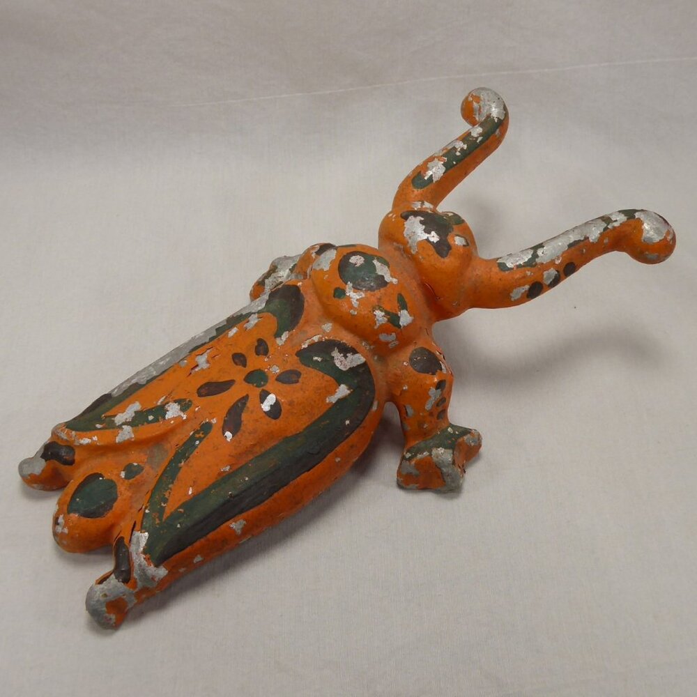 SOLD ~ Painted Cast Aluminum Beetle Shaped Boot Jack Shoe Remover Scarab Bug